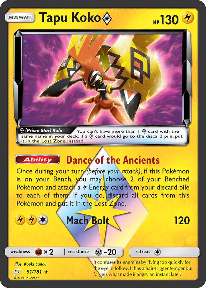 Tapu Koko (51/181) (Prism Star) [Sun & Moon: Team Up] Pokémon