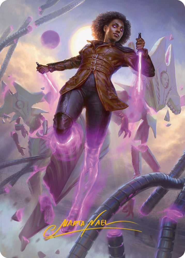 Kaya, Intangible Slayer Art Card (Gold-Stamped Signature) [Phyrexia: All Will Be One Art Series] Magic: The Gathering