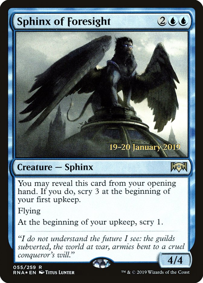 Sphinx of Foresight [Ravnica Allegiance Prerelease Promos] Magic: The Gathering