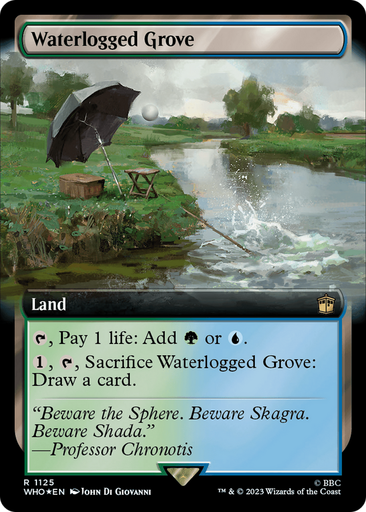 Waterlogged Grove (Extended Art) (Surge Foil) [Doctor Who] Magic: The Gathering