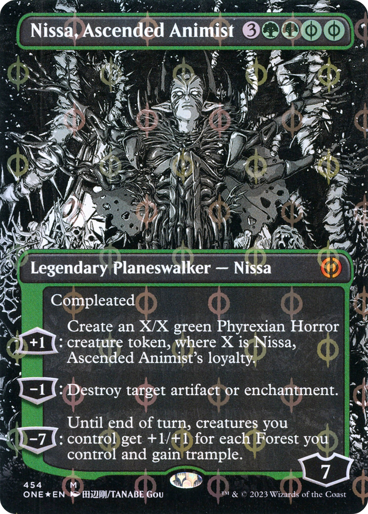 Nissa, Ascended Animist (Borderless Manga Step-and-Compleat Foil) [Phyrexia: All Will Be One] Magic: The Gathering