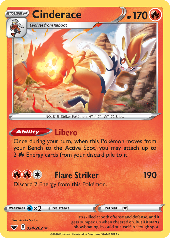 Cinderace (034/202) [Sword & Shield: Base Set] Pokémon