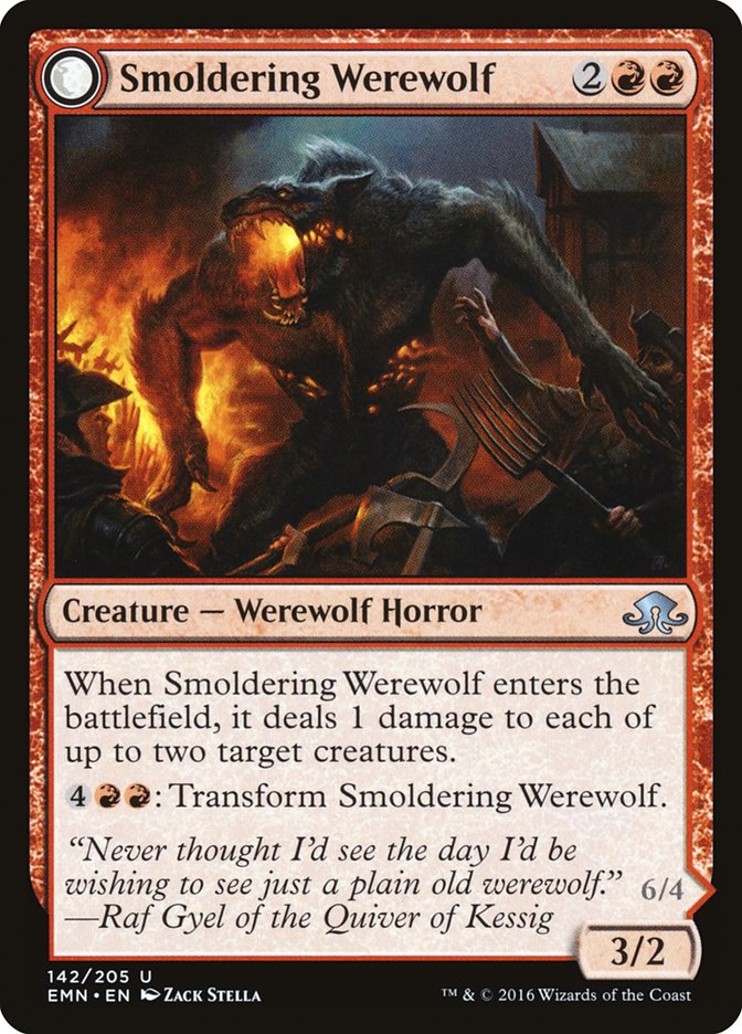 Smoldering Werewolf // Erupting Dreadwolf [Eldritch Moon] Magic: The Gathering