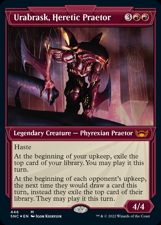 Urabrask, Heretic Praetor (Showcase Art Deco Foil Etched) [Streets of New Capenna] Magic: The Gathering