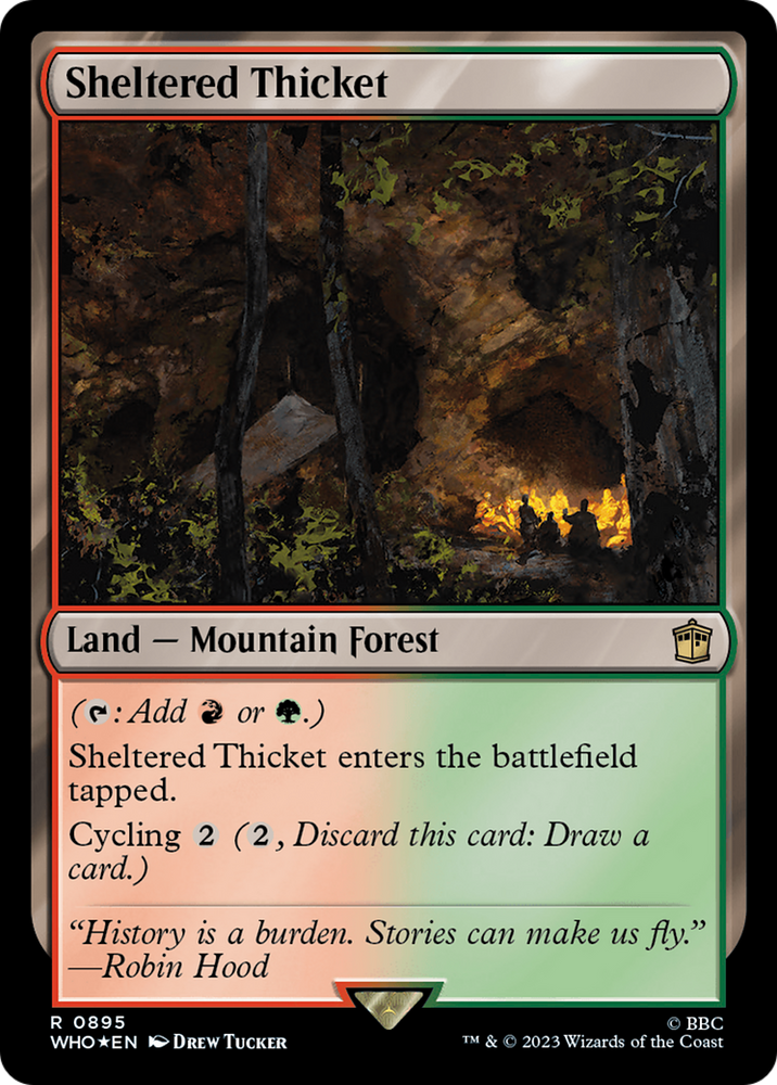 Sheltered Thicket (Surge Foil) [Doctor Who] Magic: The Gathering