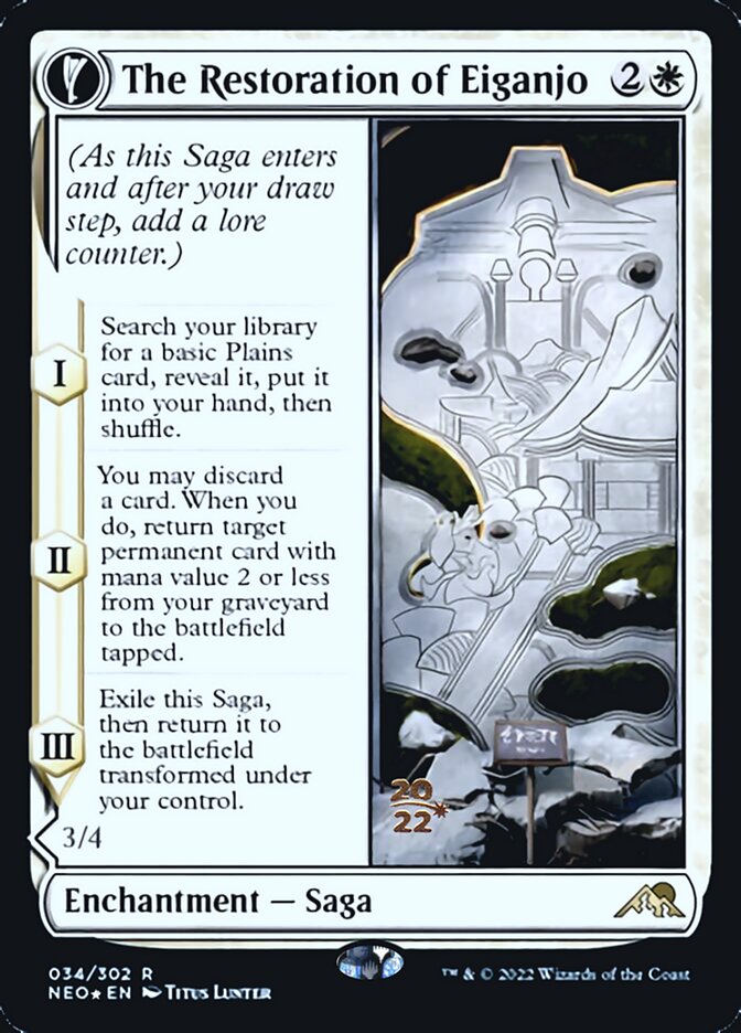 The Restoration of Eiganjo // Architect of Restoration [Kamigawa: Neon Dynasty Prerelease Promos] Magic: The Gathering