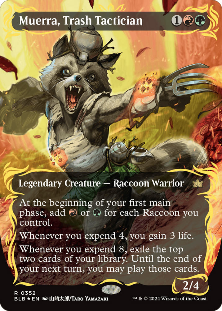 Muerra, Trash Tactician (Borderless) (Raised Foil) [Bloomburrow] Magic: The Gathering