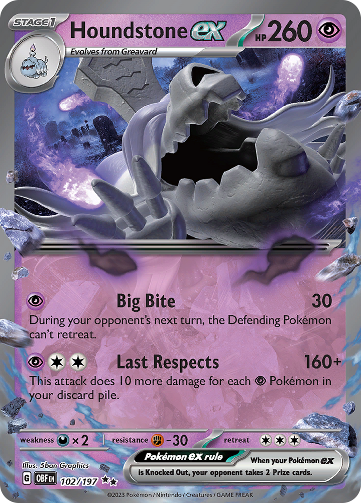 Houndstone ex (102/197) [Scarlet & Violet: Obsidian Flames] Pokémon