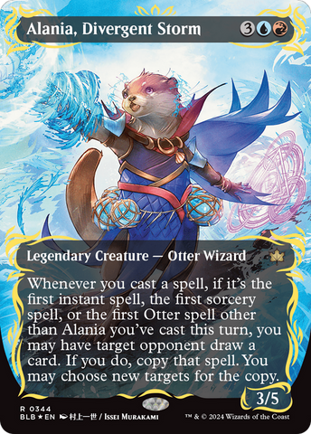 Alania, Divergent Storm (Borderless) (Raised Foil) [Bloomburrow] Magic: The Gathering