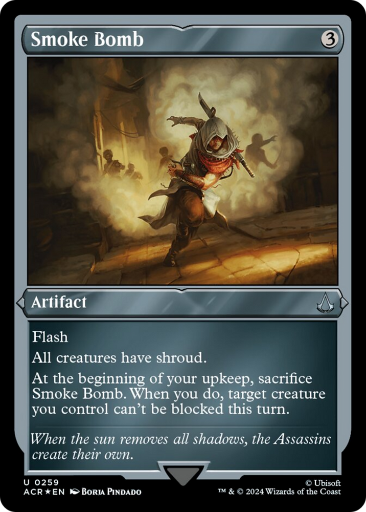 Smoke Bomb (Foil Etched) [Assassin's Creed] Magic: The Gathering