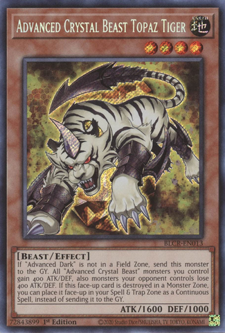 Advanced Crystal Beast Topaz Tiger [BLCR-EN013] Secret Rare - Yugioh Cards For Your TCG Needs!