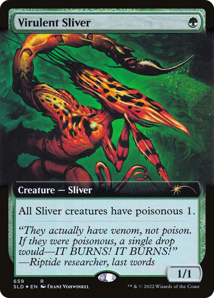 Virulent Sliver (Extended Art) (Step-and-Compleat Foil) [Secret Lair Drop Promos] Magic: The Gathering