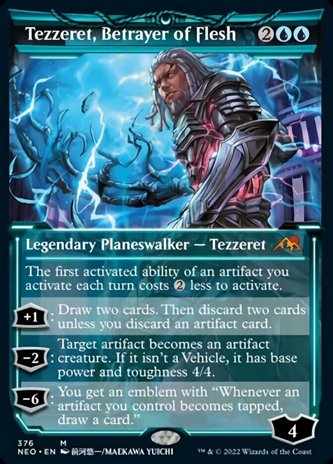 Tezzeret, Betrayer of Flesh (Showcase Soft Glow) [Kamigawa: Neon Dynasty] Magic: The Gathering