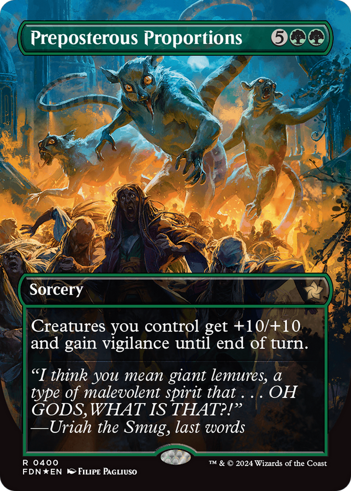 Preposterous Proportions (Borderless) (Mana Foil) [Foundations] Magic: The Gathering