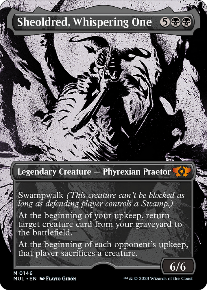 Sheoldred, Whispering One (Halo Foil) [Multiverse Legends] Magic: The Gathering