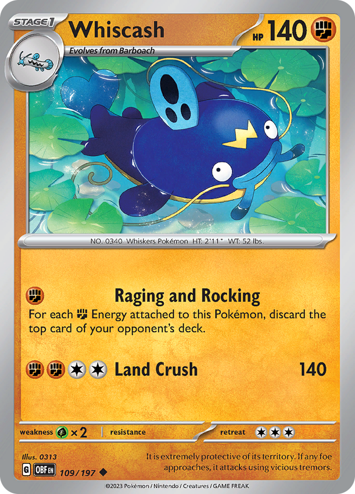 Whiscash (109/197) [Scarlet & Violet: Obsidian Flames] Pokémon