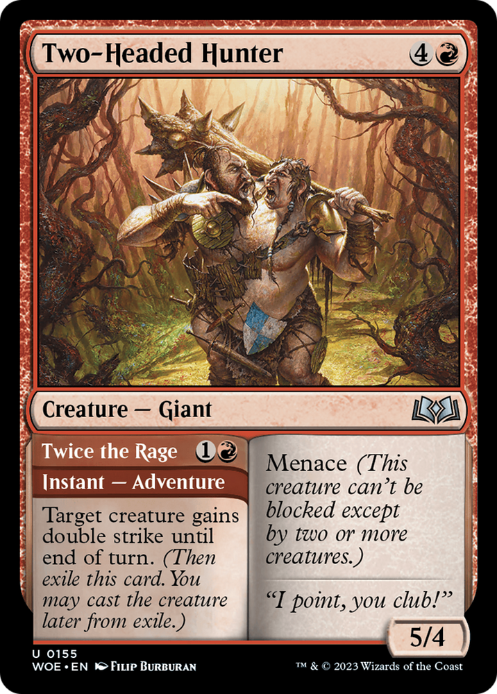 Two-Headed Hunter // Twice the Rage [Wilds of Eldraine] Magic: The Gathering