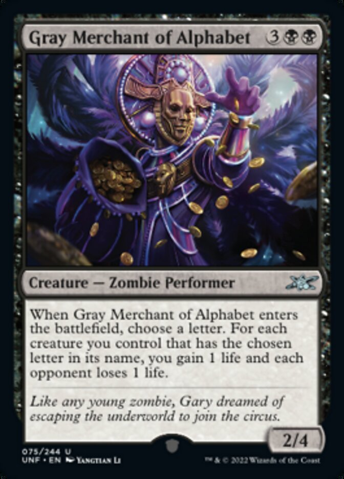 Gray Merchant of Alphabet [Unfinity] Magic: The Gathering