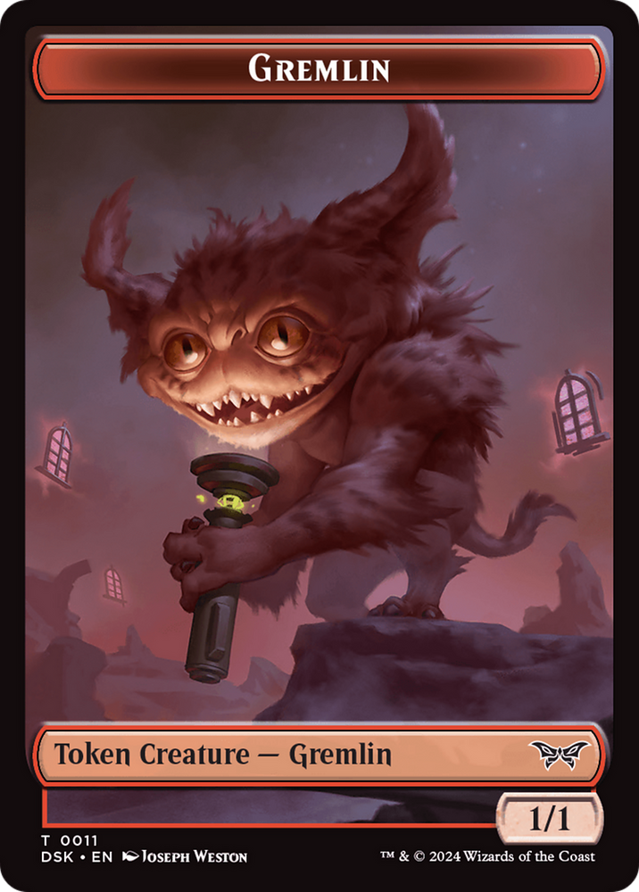 Gremlin // Manifest Double-Sided Token [Duskmourn: House of Horror Tokens] Magic: The Gathering