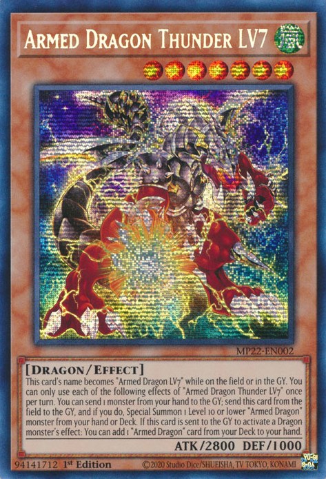 Armed Dragon Thunder LV7 [MP22-EN002] Prismatic Secret Rare - Yugioh Cards For Your TCG Needs!