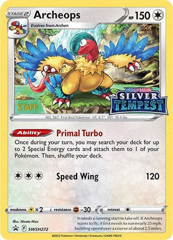 Archeops (SWSH272) (Prerelease) (Staff) [Sword & Shield: Black Star Promos] Pokémon