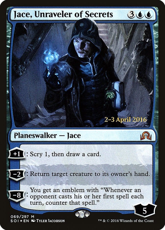 Jace, Unraveler of Secrets [Shadows over Innistrad Prerelease Promos] Magic: The Gathering