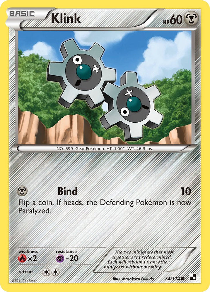 Klink (74/114) (Cracked Ice Holo) (Blister Exclusive) [Black & White: Base Set] Pokémon