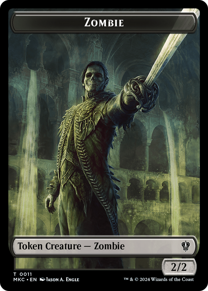 Salamander Warrior // Zombie Double-Sided Token [Murders at Karlov Manor Commander Tokens] Magic: The Gathering