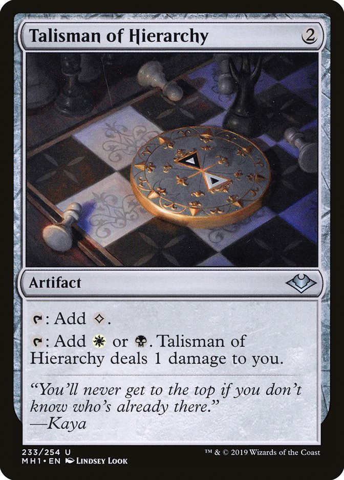 Talisman of Hierarchy [Modern Horizons] Magic: The Gathering