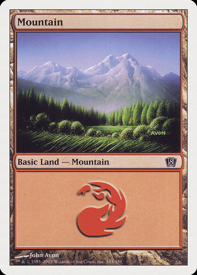 Mountain (343) [Eighth Edition] Magic: The Gathering
