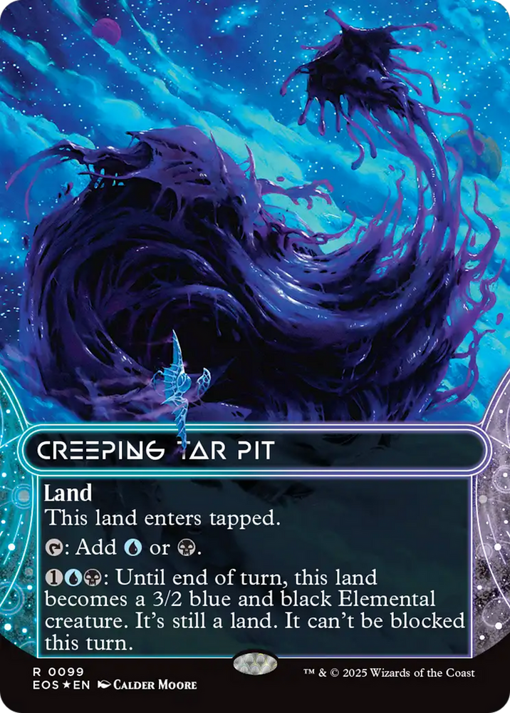 Creeping Tar Pit (0099) (Borderless) (Galaxy Foil) [Edge of Eternities: Stellar Sights] Magic: The Gathering