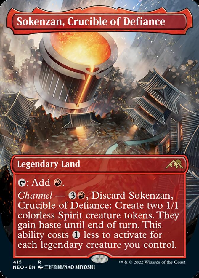 Sokenzan, Crucible of Defiance (Borderless Alternate Art) [Kamigawa: Neon Dynasty] Magic: The Gathering