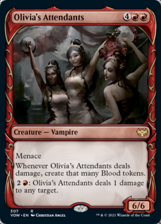 Olivia's Attendants (Showcase Fang Frame) [Innistrad: Crimson Vow] Magic: The Gathering