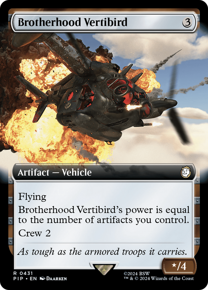 Brotherhood Vertibird (Extended Art) [Fallout] Magic: The Gathering
