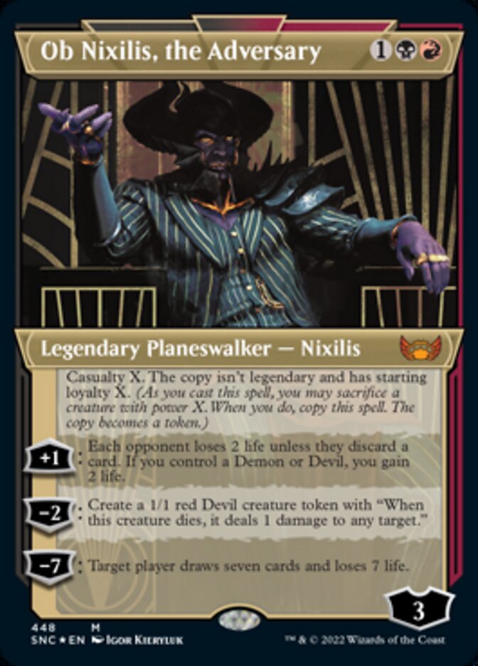 Ob Nixilis, the Adversary (Showcase Art Deco Foil Etched) [Streets of New Capenna] Magic: The Gathering