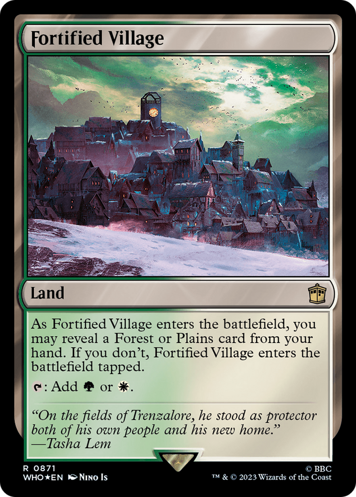 Fortified Village (Surge Foil) [Doctor Who] Magic: The Gathering