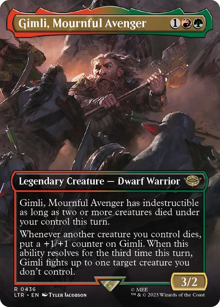 Gimli, Mournful Avenger (Borderless Alternate Art) [The Lord of the Rings: Tales of Middle-Earth] Magic: The Gathering