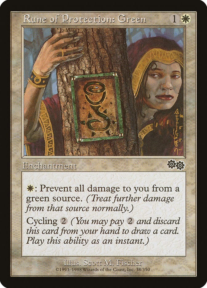 Rune of Protection: Green [Urza's Saga] Magic: The Gathering