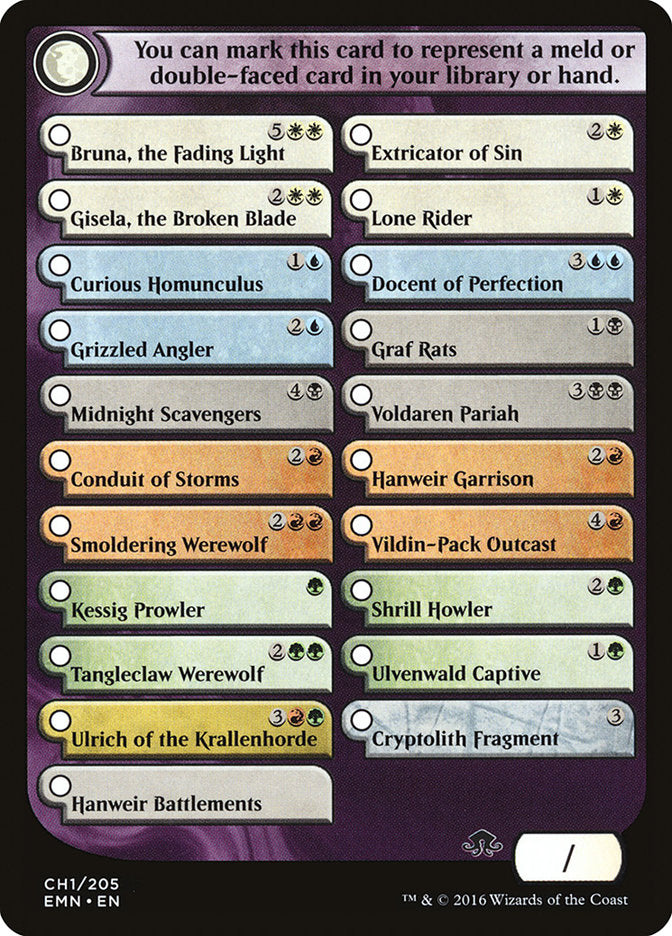 Eldritch Moon Checklist [Eldritch Moon Tokens] Magic: The Gathering