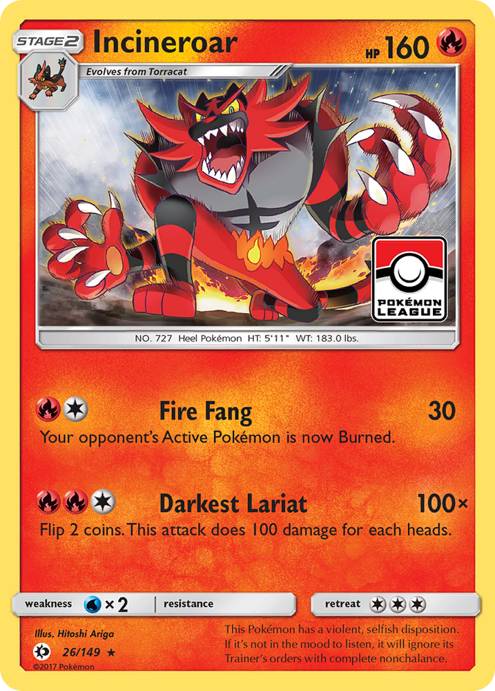 Incineroar (26/149) [Sun & Moon: Base Set] Pokémon