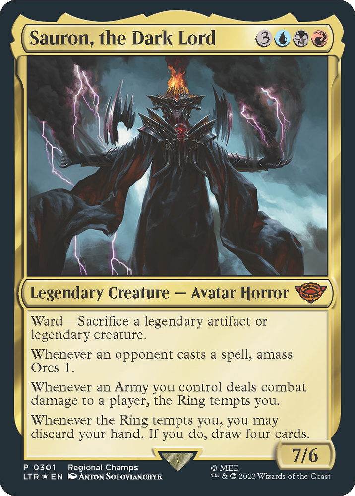Sauron, the Dark Lord (Regional Champs) [Pro Tour Promos] Magic: The Gathering