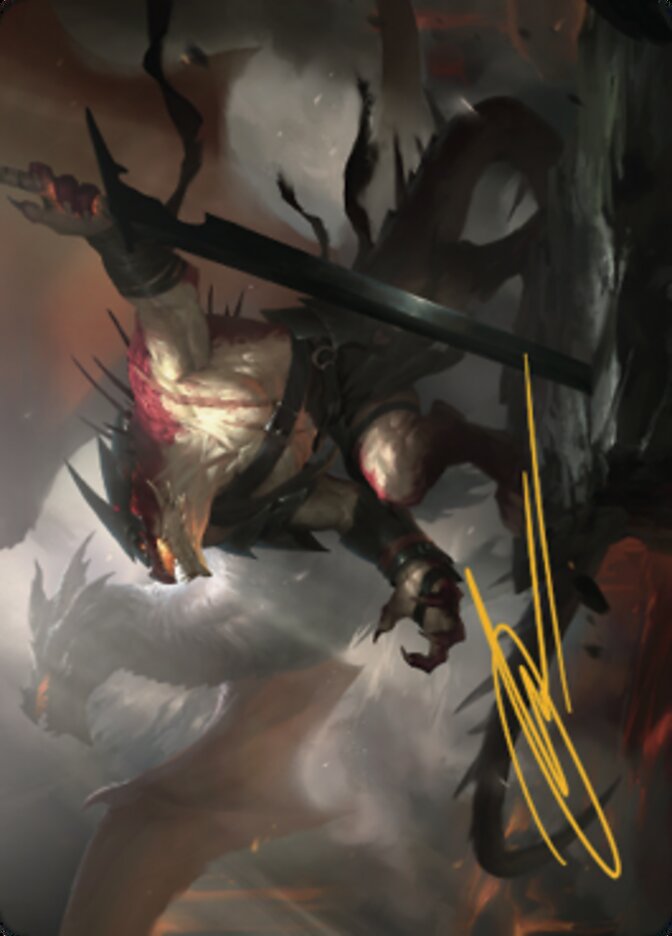 Rivaz of the Claw Art Card (Gold-Stamped Signature) [Dominaria United Art Series] Magic: The Gathering