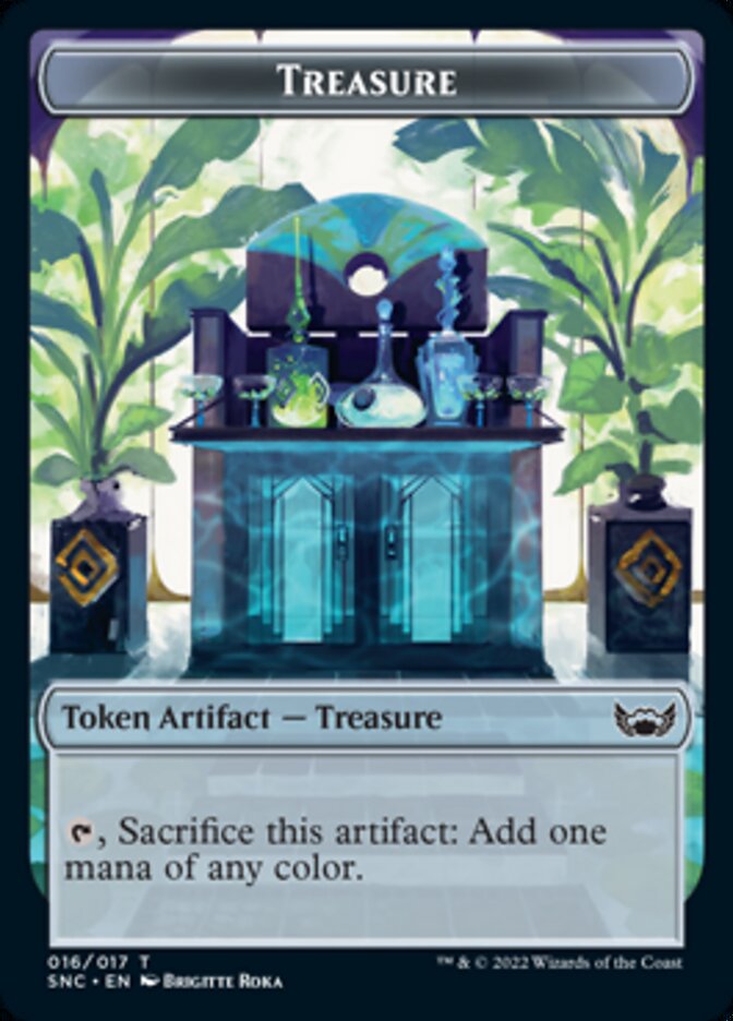 Treasure (016) // Rhino Warrior Double-Sided Token [Streets of New Capenna Tokens] Magic: The Gathering