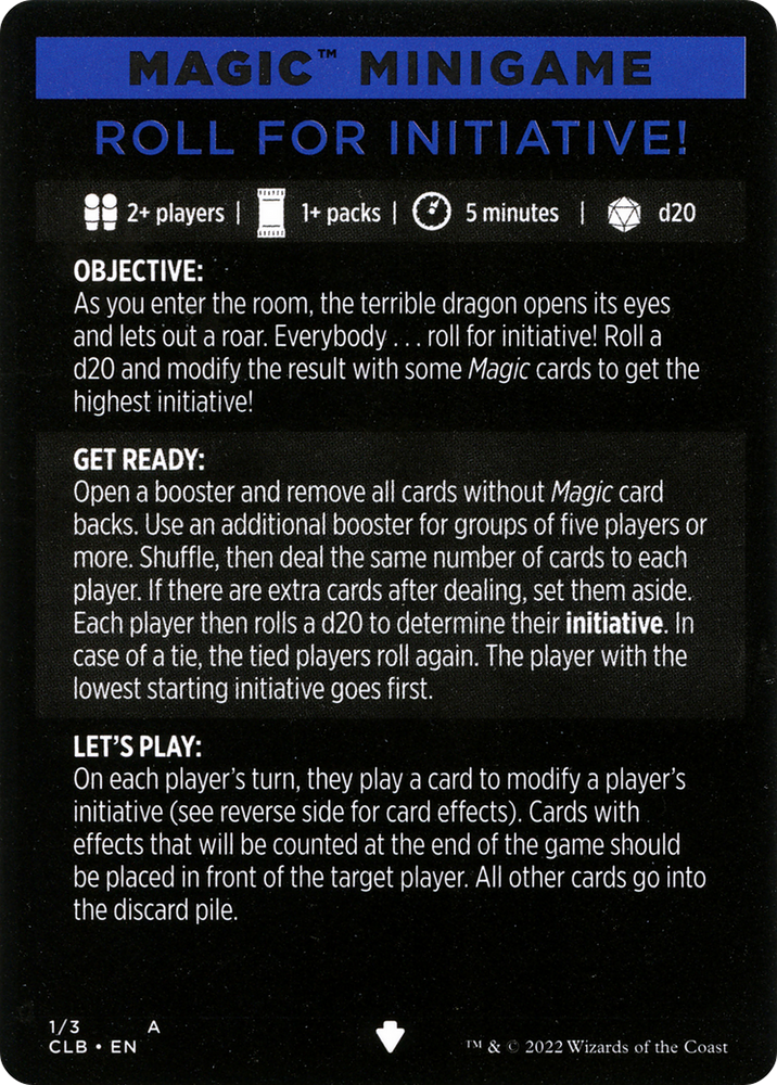 Roll for Initiative! (Magic Minigame) [Commander Legends: Battle for Baldur's Gate Minigame] Magic: The Gathering