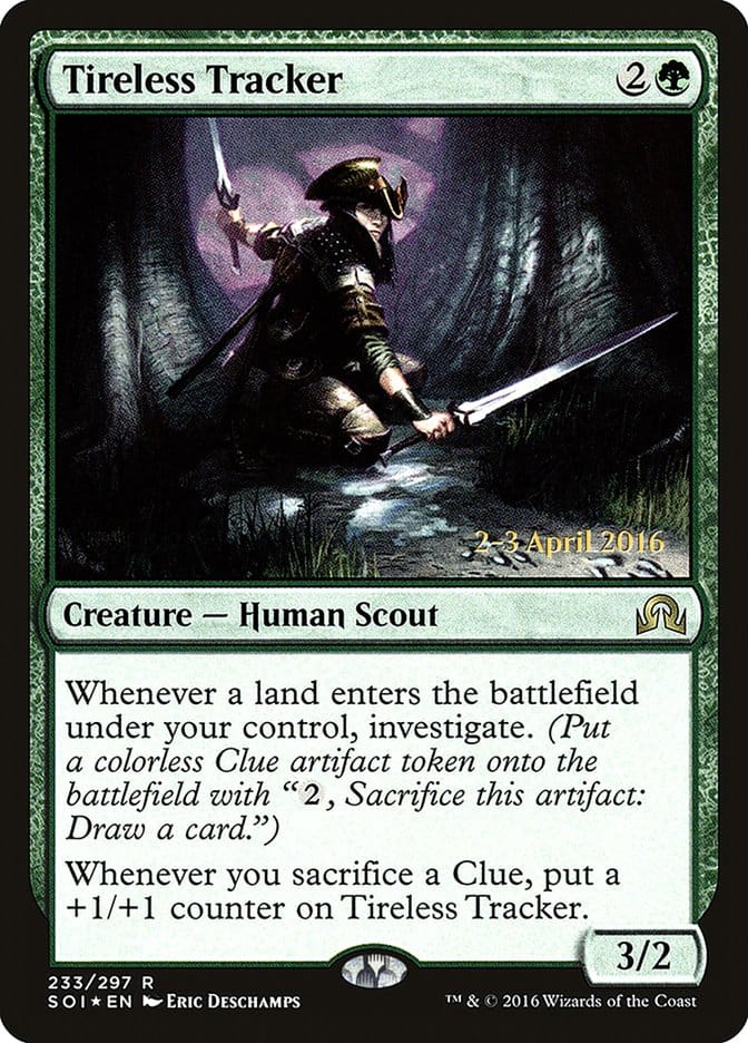 Tireless Tracker [Shadows over Innistrad Prerelease Promos] Magic: The Gathering