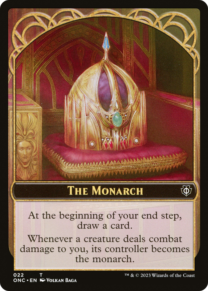 The Monarch // Golem Double-Sided Token [Phyrexia: All Will Be One Commander Tokens] Magic: The Gathering