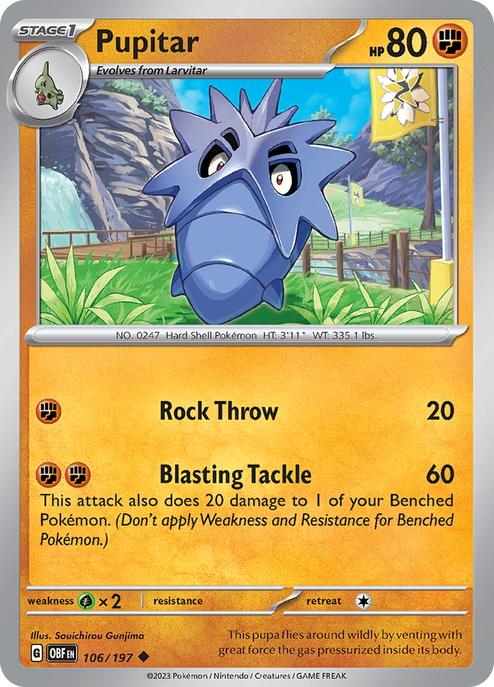 Pupitar (106/197) [Scarlet & Violet: Obsidian Flames] Pokémon