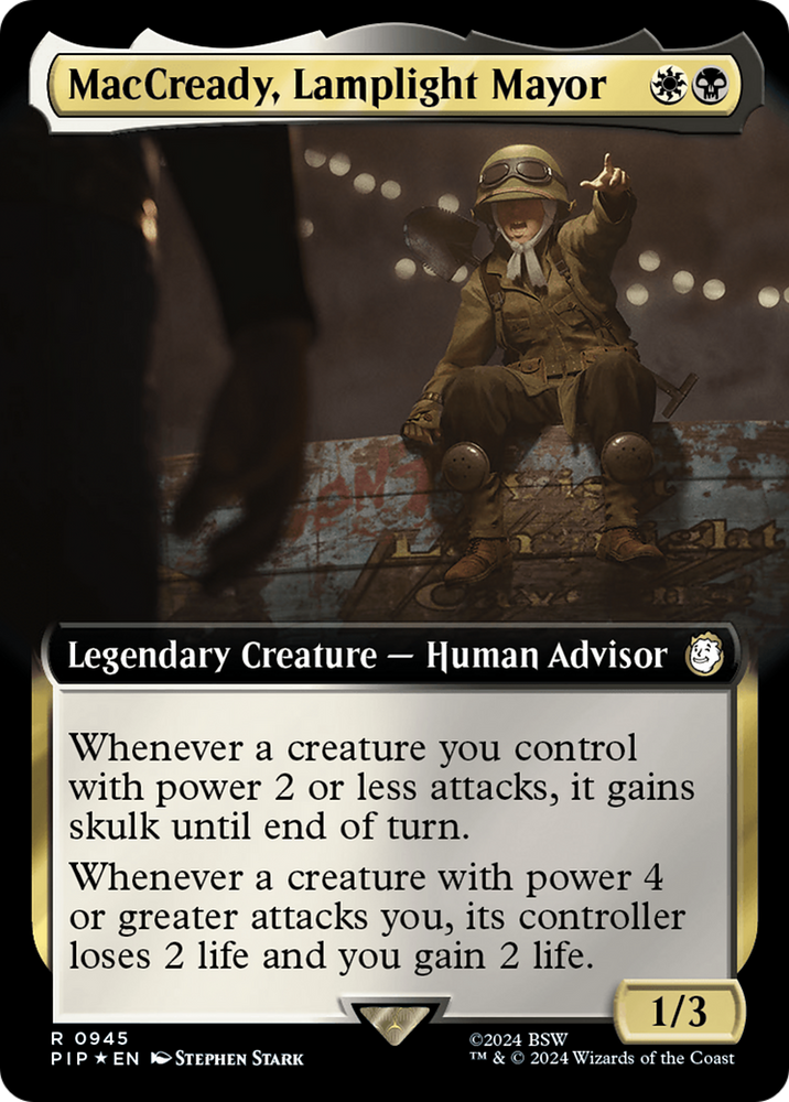 MacCready, Lamplight Mayor (Extended Art) (Surge Foil) [Fallout] Magic: The Gathering