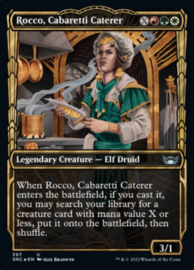 Rocco, Cabaretti Caterer (Showcase Golden Age Gilded Foil) [Streets of New Capenna] Magic: The Gathering
