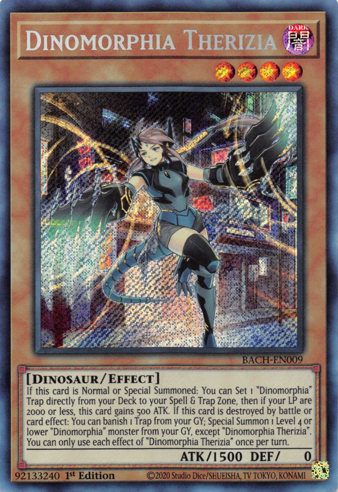 Dinomorphia Therizia [BACH-EN009] Secret Rare - Yugioh Cards For Your TCG Needs!